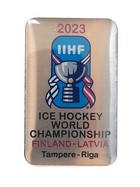 Odznaka Mistrzostwa Świata w Hokeju na Lodzie Finlandia Łotwa 2023 (epoksyd, produkt oficjalny)