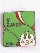 Odznaka X Zjazd Akademickiego Związku Sportowego 1981 (PRL, emalia)