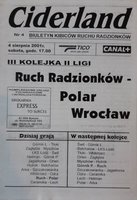 Program Ruch Radzionków - Polar Wrocław II liga (04.08.2001)