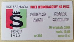 Bilet Sarmacja Będzin - Źródło Kromołów IV liga (18.09.2004)