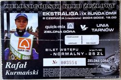 Bilet ZKŻ Zielona Góra - Unia Tarnów (06.06.2004)