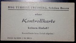 Karta kontrolna sekcji bokserskiej BSG Turbine Freiberg (NRD, 1962)