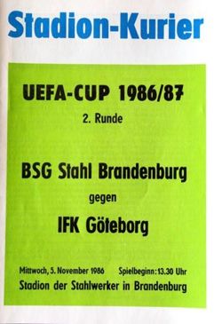 Program BSG Stahl Brandenburg - IFK Göteborg Puchar UEFA (05.11.1986)