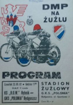 Program DMP na żużlu R.O.W. Rybnik - Polonia Bydgoszcz 23.05.1982 