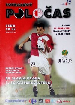 Program Slavia Praga - 1.FC Kaiserslautern Puchar UEFA (15.02.2001)