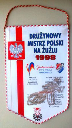 Proporczyk Polonia Bydgoszcz - Drużynowy Mistrz Polski na Żużlu 1998