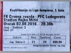 Bilet Crvena Zvezda Belgrad - Łudogorec Razgrad kwalifikacje Ligi Mistrzów (02.08.2016)