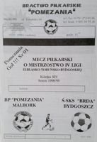 Program BP Pomezania Malbork - Ś-SKS Brda Bydgoszcz IV liga (07.11.1998)
