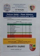 Program Dolcan Ząbki - Piast Gliwice I liga (08.10.2011)