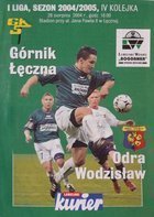Program Górnik Łęczna - Odra Wodzisław Śląski I liga (28.08.2004)