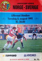 Program Norwegia - Szwecja mecz towarzyski (08.08.1991)