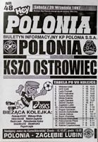 Program Polonia Warszawa - KSZO Ostrowiec Św. I liga (20.09.1997)