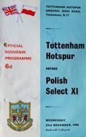 Program Tottenham Hotspur Londyn - Reprezentacja Polski mecz towarzyski (23.11.1966)