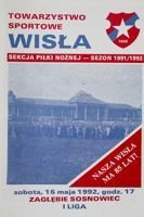 Program Wisła Kraków - Zagłębie Sosnowiec I liga (16.05.1992)