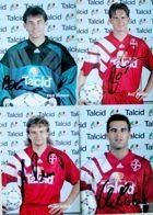 Zdjęcia Piłkarze Bayer Leverkusen 1993-1994 (4 sztuki) z oryginalnymi autografami