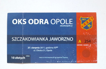 Bilet mecz Odra Opole - Szczakowianka Jaworzno, III liga (27.8.2011)