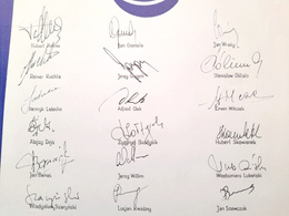 Ulotka KS Górnik Zabrze 1971 autografy piłkarzy, trenerów i działaczy