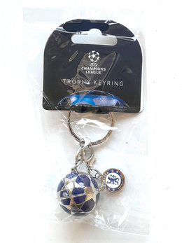 Brelok Chelsea Londyn zwycięzca Ligi Mistrzów 2012 i 2021 piłka 3D z miniaturą trofeum (produkt oficjalny)
