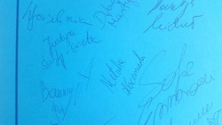 Kartka z oryginalnymi autografami polskich lekkoatletów ME Berlin 2018