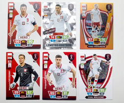 Karty piłkarze Reprezentacja Polski Mistrzostwa Świata Katar 2022, 6 sztuk (Panini)