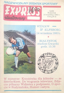 Gazeta meczowa Widzew Łódź - Elfsborg Boras, Puchar UEFA 14.9.1983 (Express Ilustrowany)