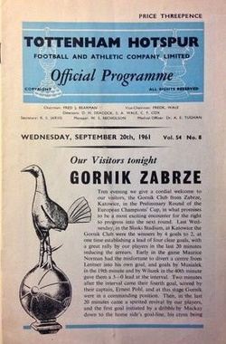 Program Tottenham Hotspur Londyn - Górnik Zabrze (20.09.1961) Puchar Mistrzów