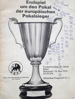Program mecz Dynamo Kijów - Ferencvaros Budapeszt, Finał Pucharu Zdobywców Pucharów (14.5.1975)