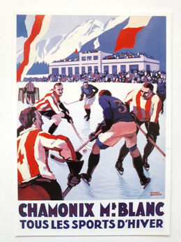 Pocztówki retro Sporty zimowe i Igrzyska Olimpijskie w Chamonix 1924 (zestaw 4 sztuki)
