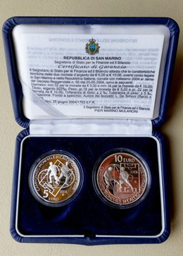 Srebrne monety Mistrzostwa Świata 2006 (San Marino) z certyfikatem