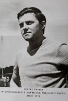 Pocztówka Eugeniusz Pędzisz (strzelectwo) Mistrz Świata 1974 karabinek pneumatyczny