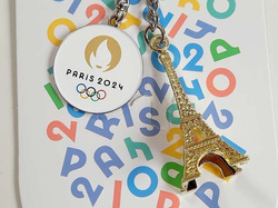 Brelok Letnie Igrzyska Olimpijskie Paryż 2024 logo i Wieża Eiffla 3D (produkt oficjalny)