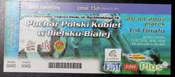 Bilet BKS Aluprof Bielsko-Biała - Energa Gedania Gdańsk 1/4 finału Pucharu Polski Kobiet w siatkówce (20.04.2007)
