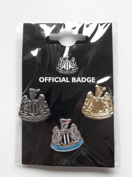 Odznaki Newcastle United zestaw 3 herby - lakierowany, pozłacany i posrebrzany (produkt oficjalny)