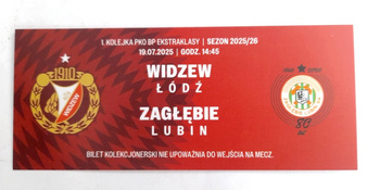Bilet kolekcjonerski mecz Widzew Łódź - Zagłębie Lubin, PKO BP Ekstraklasa (19.7.2025)