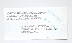 Bilet mecz Szczakowianka Jaworzno - Błękitni Stargard Szczeciński, II liga (8.11.2003) 