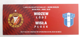 Bilet kolekcjonerski mecz Widzew Łódź - Wisła Płock, PKO BP Ekstraklasa (9.8.2025)