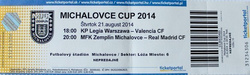 Bilet Legia Warszawa - Valencia CF Michalovce Cup (21.08.2014)