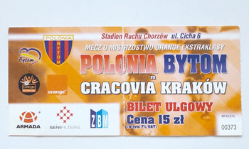 Bilet mecz Polonia Bytom - Cracovia Kraków, Orange Ekstraklasa (11.8.2007)