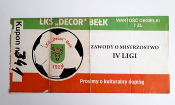 Bilet mecz LKS Decor Bełk, IV liga (data nieznana)