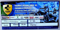 Bilet Falubaz Zielona Góra - Polonia Bydgoszcz Półfinał Ekstraligi (13.09.2009)