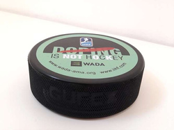 Krążek hokejowy IIHF (treningowy) WADA doping to nie hokej (produkt oficjalny)
