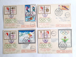 Koperty FDC Rok Olimpijski 1972 i Olimpijski Lot Balonowy - 4 sztuki (Polska)