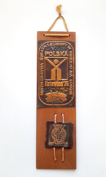 Proporczyk-plakieta Mistrzostwa Świata i Europy w hokeju na lodzie Katowice 1976
