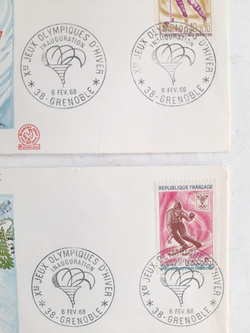 Koperty FDC Zimowe Igrzyska Olimpijskie Grenoble 1968 - 2 sztuki (Francja)