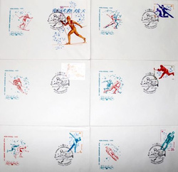 Koperty Zimowe Igrzyska Olimpijskie Lake Placid 1980 ze stemplami FDC (ZSRR; zestaw 6 sztuk)