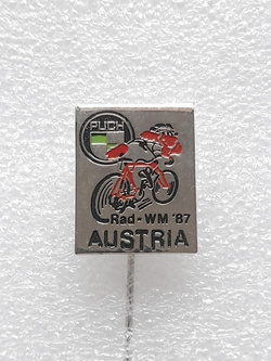 Odznaka Mistrzostwa Świata w Kolarstwie Szosowym Austria 1987 (lakier, sygnowana)