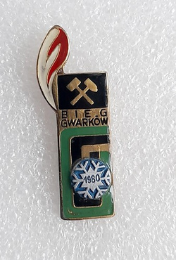 Odznaka Narciarski Bieg Gwarków 1980 (PRL, epoksyd i lakier)