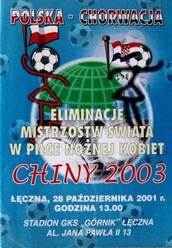 Program Polska - Chorwacja eliminacje Mistrzostw Świata kobiet (28.10.2001)
