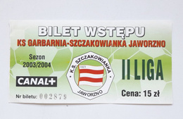 Bilet mecz Szczakowianka Jaworzno - Błękitni Stargard Szczeciński, II liga (8.11.2003) 