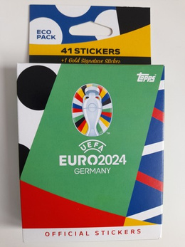 Ekopaczka naklejki topps UEFA Euro 2024 (41 sztuk + 1 złota) - produkt oficjalny